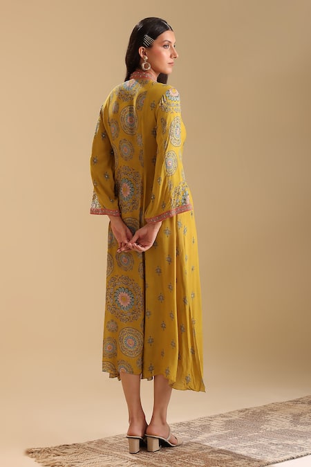 Soup By Sougat Paul Eraya Chanderi Geometric Print Dress 