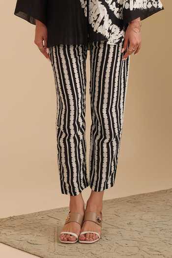 Soup By Sougat Paul_Black Linen Mirrors, Embroidery Naqsh Geometric Pattern Shirt Kurta And Pant Set _Online_at_Aza_Fashions
