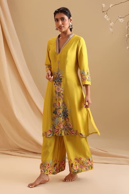 Soup by Sougat Paul Eraya Flower Vine Embroidered Kurta With Pant 