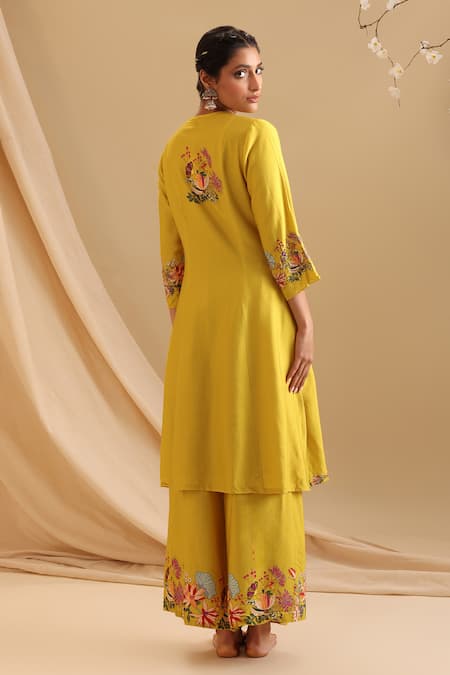 Soup By Sougat Paul Eraya Flower Vine Embroidered Kurta With Pant 