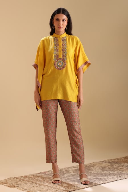 Soup By Sougat Paul Eraya Embroidered Placket Kaftan With Pant 