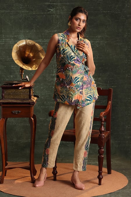 Soup By Sougat Paul Kaira Garden Print Blazer With Pant 