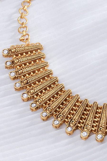 Shop Joules By Radhika Gold Plated Vine Bar Flat Necklace at Aza Fashions Shop_Joules By Radhika_Gold Plated Vine Bar Flat Necklace _at_Aza_Fashions