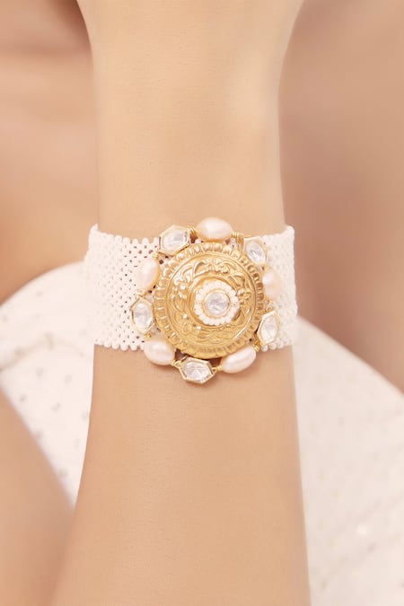 Joules By Radhika Polki Studded Interwoven Bracelet 