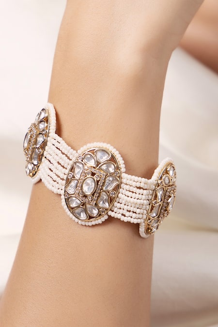 Joules By Radhika Polki Studded Floral Bracelet 