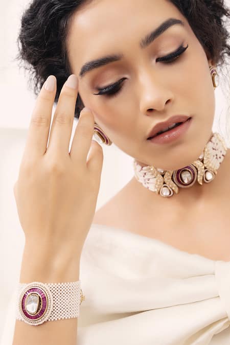 Joules by Radhika Polki Studded Interwoven Bracelet 