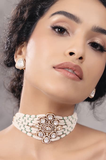 Joules By Radhika Polki Embellished Multi Strand Choker Necklace
