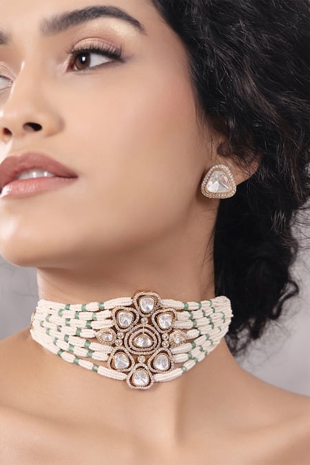 Joules By Radhika Polki Embellished Multi Strand Choker Necklace