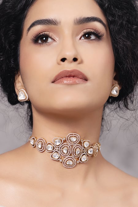 Joules By Radhika Gold Plated Polki And Pearl Embellished Timeless Choker 