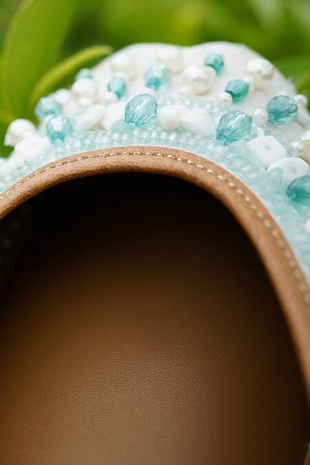 Loryphilory_Sky Blue Embellished Cool Breeze Crystal Juttis_Online_at_Aza_Fashions