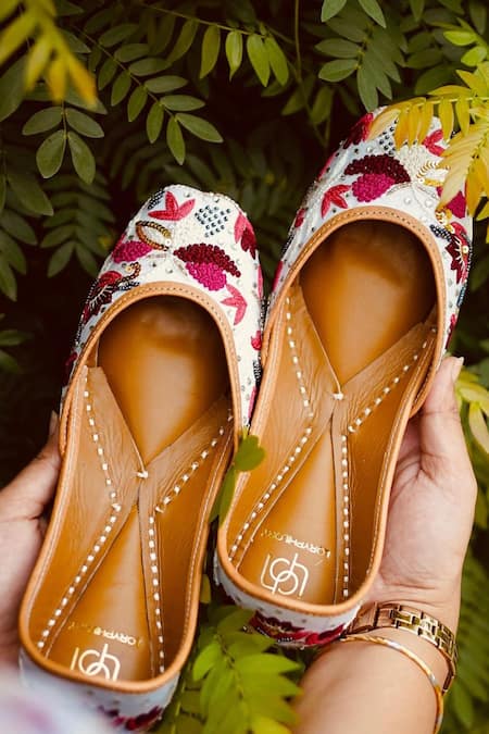 Loryphilory Multi Color Embroidered Patiala Palette Floral Juttis 