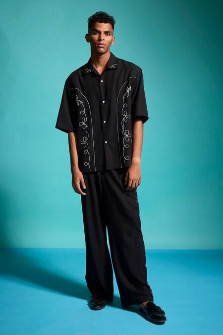 Shop_Dash And Dot_Black Tencel Embroidery Saloon Pant 