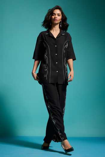 Dash And Dot Saloon Embroidered Shirt With Pant 