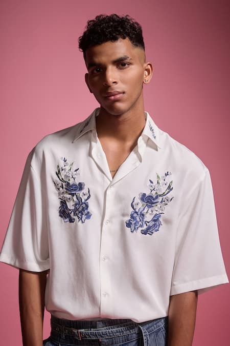 Dash and Dot Placement Embroidered Shirt 