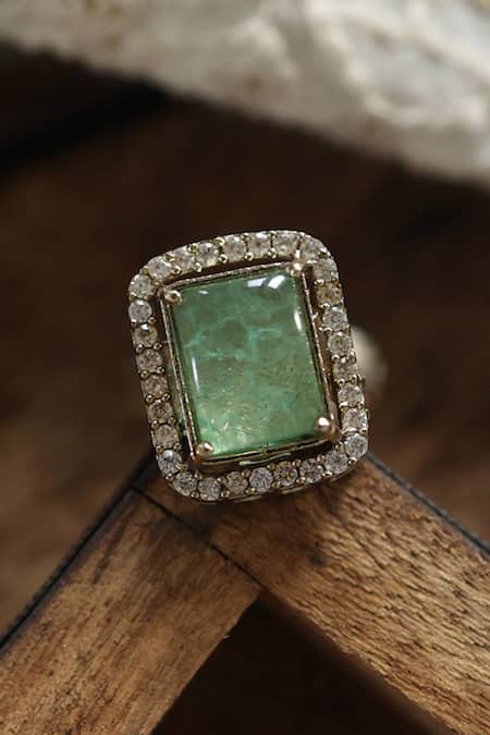 Buy Paisley Pop Green Crystals, Stones Natural Embellished Ring Online at Aza Fashions Buy_Paisley Pop_Green Crystals, Stones Natural Embellished Ring _Online_at_Aza_Fashions