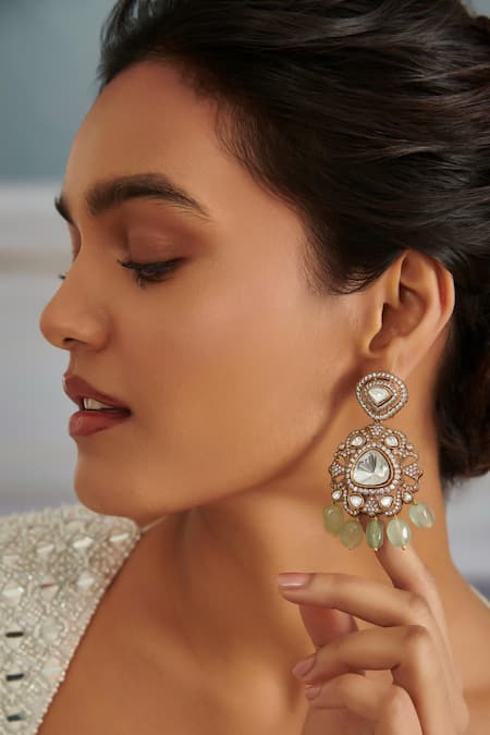 Paisley Pop Polki Stone Embellished Earrings 