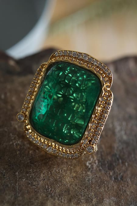 Paisley Pop Victorian Era Doublet Stone Embellished Ring 