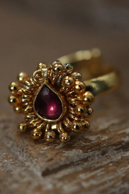 Buy Paisley Pop Red Stones Kundan Fleur Ring Online at Aza Fashions Buy_Paisley Pop_Red Stones Kundan Fleur Ring _Online_at_Aza_Fashions