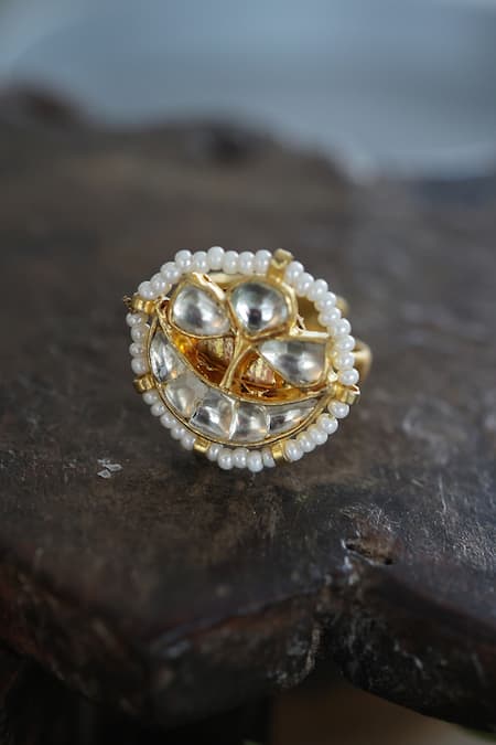 Paisley Pop Kundan & Pearl Floret Ring 