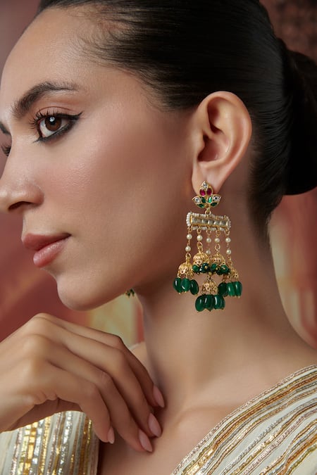 Paisley Pop Clover Bloom Kundan & Stone Embellished Earrings 