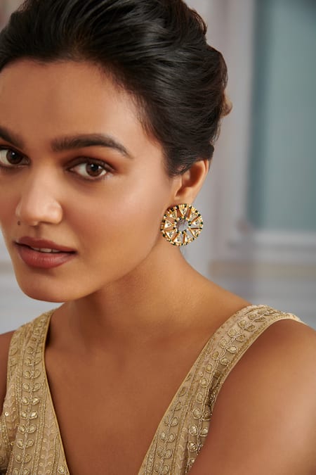 Paisley Pop Kundan Embellished Starlet Studs 