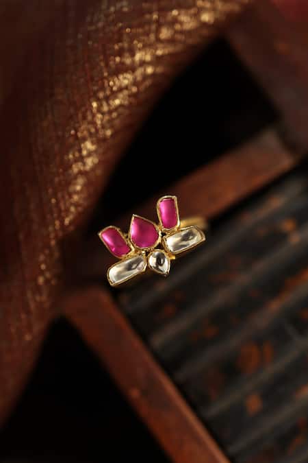 Paisley Pop Lotus Kundan Ring 