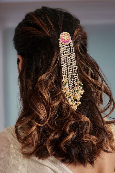 Buy_Paisley Pop_Multi Color Kundan Braid Pin _Online_at_Aza_Fashions