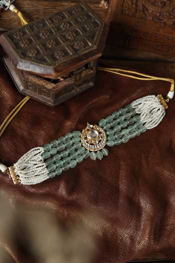 Buy_Paisley Pop_Green Stone Embellished Choker _Online_at_Aza_Fashions