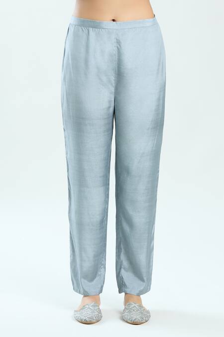 Buy_Naintara Bajaj_Grey Chanderi , Kota Doria, Bandhani Printed Kurta And Pant Set_Online_at_Aza_Fashions