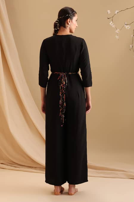 Soup By Sougat Paul Aarani Applique Work Overlap Jumpsuit With Belt 