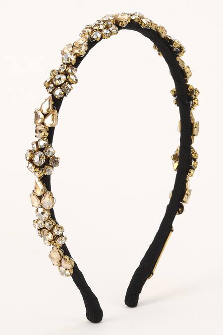 Shop Born Flash Silver Crystals Aster Embellished Floral Hairband Online at Aza Fashions Shop_Born Flash_Silver Crystals Aster Embellished Floral Hairband _Online_at_Aza_Fashions