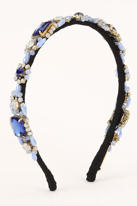Buy_Born Flash_Blue Crystals, Beads Bluebell Embellished Hairband 
