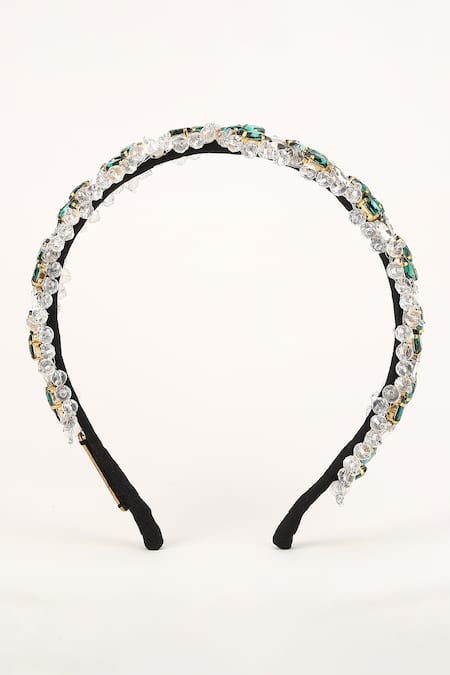 Born Flash Rose Gold Crystals, Beads Mistletoe And Embellished Hairband Online at Aza Fashions Born Flash_Rose Gold Crystals, Beads Mistletoe And Embellished Hairband _Online_at_Aza_Fashions