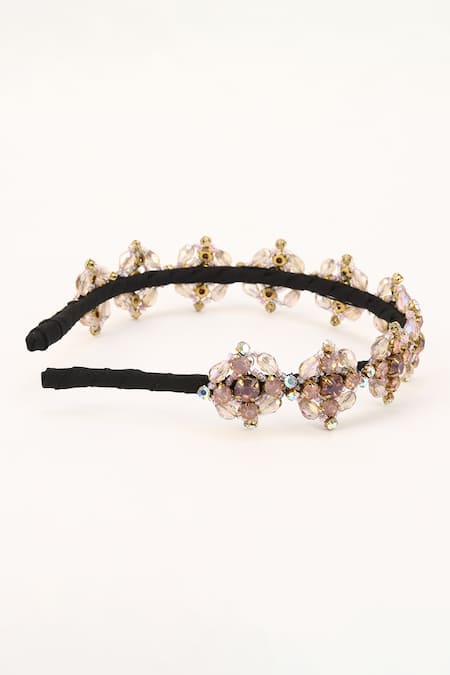 Shop Born Flash Rose Gold Crystals, Beads Mistletoe And Embellished Hairband Online at Aza Fashions Shop_Born Flash_Rose Gold Crystals, Beads Mistletoe And Embellished Hairband _Online_at_Aza_Fashions