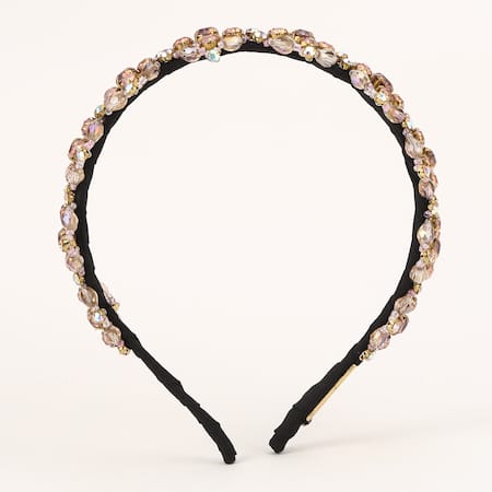 Born Flash Rose Gold Crystals, Beads Mistletoe And Embellished Hairband at Aza Fashions Born Flash_Rose Gold Crystals, Beads Mistletoe And Embellished Hairband _at_Aza_Fashions