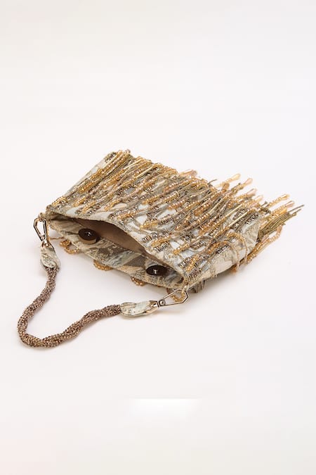 Born Flash_Silver Chains, Beads And Charm Tassel Bag _Online_at_Aza_Fashions