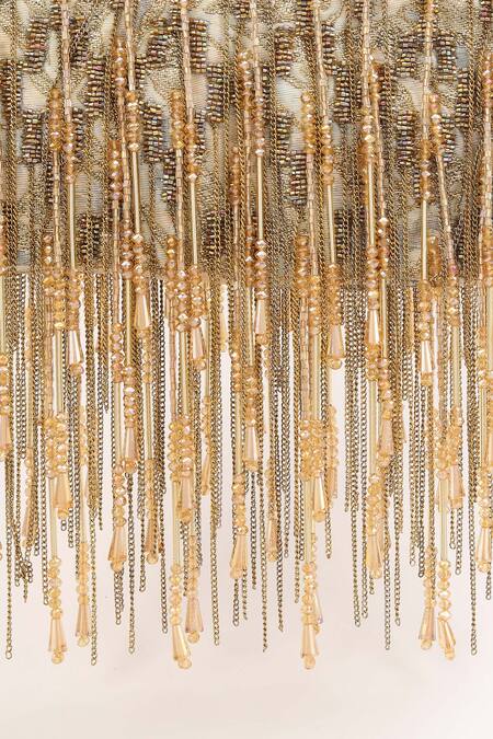 Born Flash_Silver Chains, Beads And Charm Tassel Bag _at_Aza_Fashions