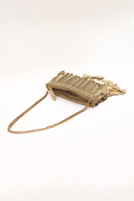 Shop_Born Flash_Gold Chains, Beads Tassel Glam Fringe Embellished Bag 