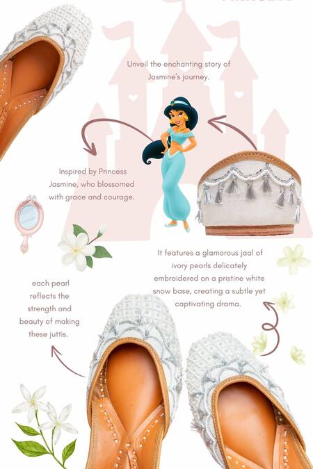 Kala_Ivory Jasmine Sequin And Pearl Work Juttis _Online_at_Aza_Fashions