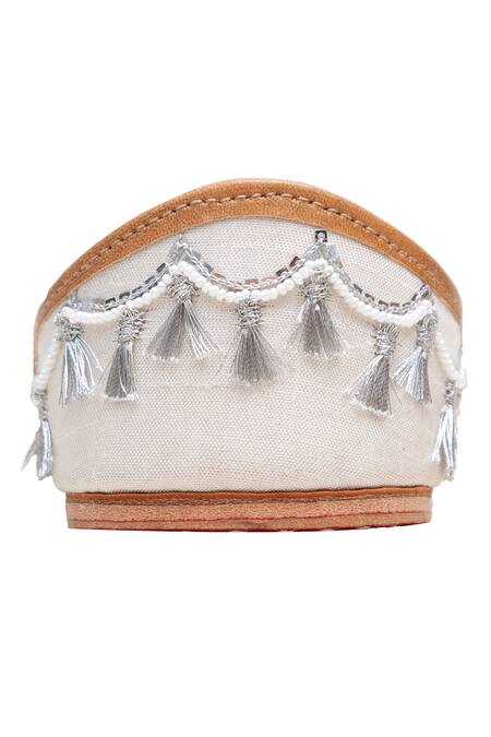 Kala_Ivory Jasmine Sequin And Pearl Work Juttis _at_Aza_Fashions