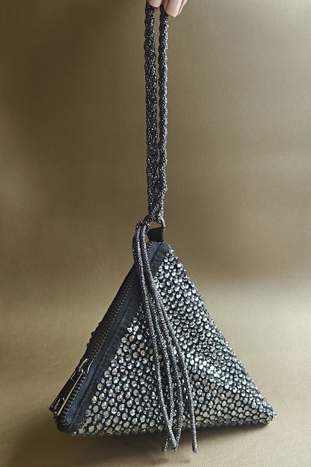 Plode Delhi Wristlet Swarovski Crystal Embellished Pyramid Bag 