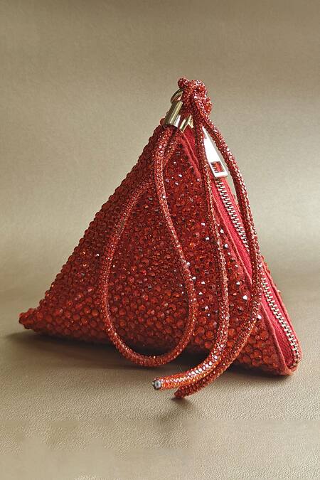 Plode Orange Stones Delhi Swarovski Embellished Pyramid Bag Online at Aza Fashions Plode_Orange Stones Delhi Swarovski Embellished Pyramid Bag _Online_at_Aza_Fashions