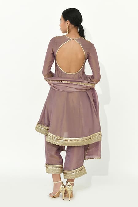 Rishi and Vibhuti Twilight Lace Embroidered Anarkali Pant Set 