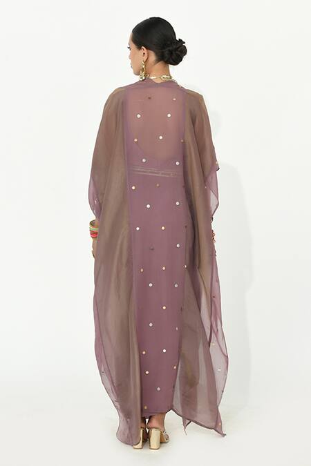 Rishi and Vibhuti Opal Embroidered Cape Draped Skirt Set