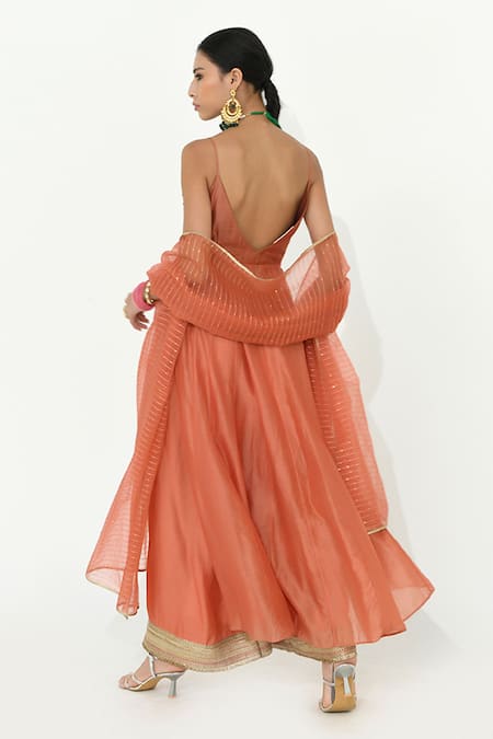 Rishi and Vibhuti Sunrise Embroidered Anarkali Pant Set 