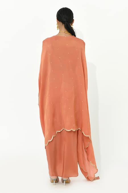 Rishi and Vibhuti Karl Embroidered Cape Draped Skirt Set