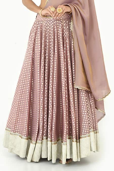 Buy_Rishi and Vibhuti_Purple , Silk Sequins, Lace Moondust Embroidered Lehenga Set _Online_at_Aza_Fashions