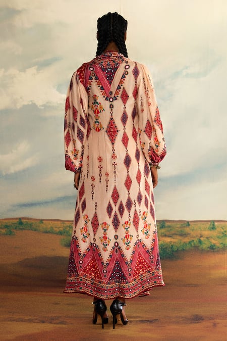 Rajdeep Ranawat Gauri Madhubani Print & Embroidered Maxi Dress Set 