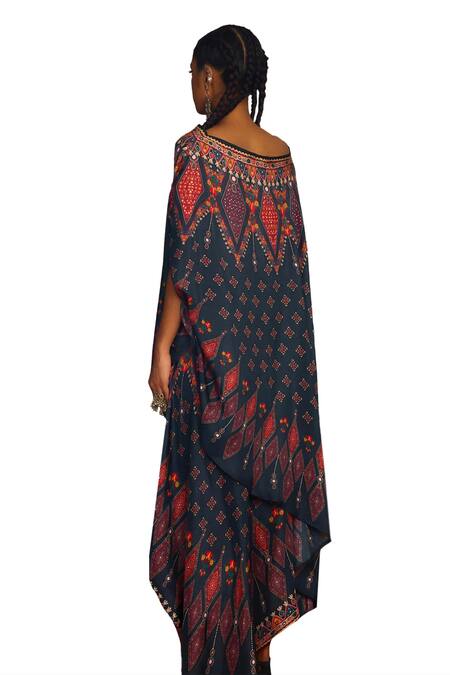 Rajdeep Ranawat_Grey Silk Mirrors, Embroidery Kamini Saharan Bloom Print And Tunic With Skirt _at_Aza_Fashions