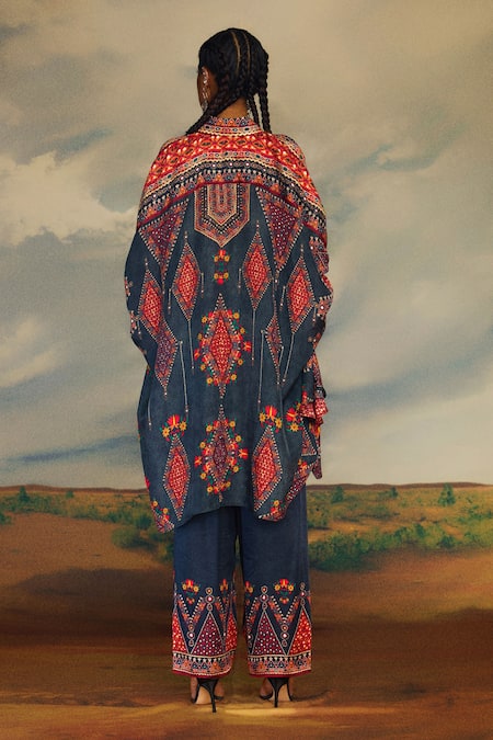 Shop_Rajdeep Ranawat_Grey Modal, Satin Printed Hem Palazzo _at_Aza_Fashions